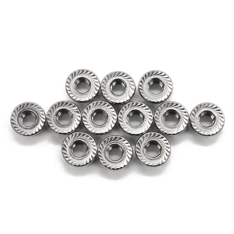 FullerKreg (50 Pcs) M6 x 1mm Serrated Hex Flange Nut, 18-8 Stainless Steel, Bright Finish M6 50PCS