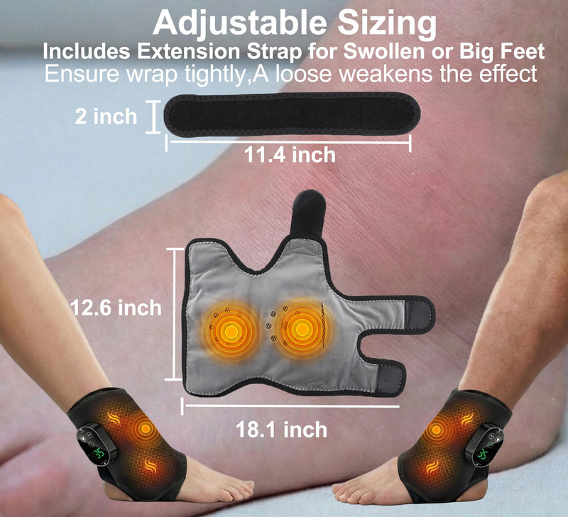 Foot Massager for Neuropathy Plantar Fasciitis Pain Relief, Cordless Heated Vibrating Cloud-Soft Ankle Wrap Feet Massage, Portable 2H Run Time, 6 Heats, 3 Modes, Auto-Off Timer, 1pcs Blackx1