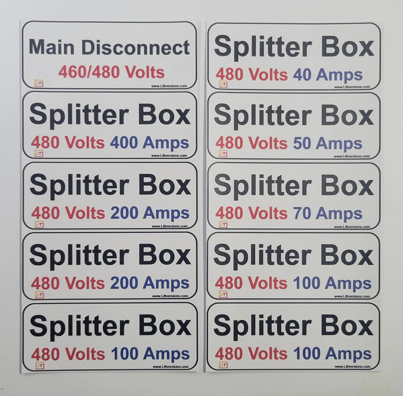 30 Pcs 480/460/240/208/120V Electrical Labels Stickers Decals Markers for Main Disconnect Splitter Transformer Panel Circuit Breaker Loadcenter Lighting Motor Contactor Box Vinyl