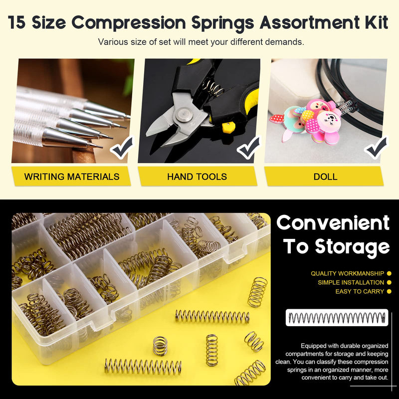 [Australia - AusPower] - 240 Pcs 15 Size Compression Springs Assortment Kit Mini Stainless Steel Springs with Case Wire Diameter 0.6mm 0.8mm 1mm, Outer Diameter 8mm 9mm 9.5mm, Length 10mm 20mm 50mm Big Size No.2 