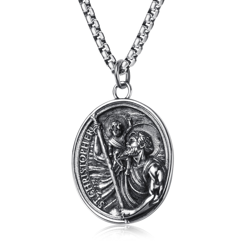 St Saint Christopher Michael Medal Pendant Necklace Jewelry for Men Women 60cm 60 Centimeters St Christopher 03