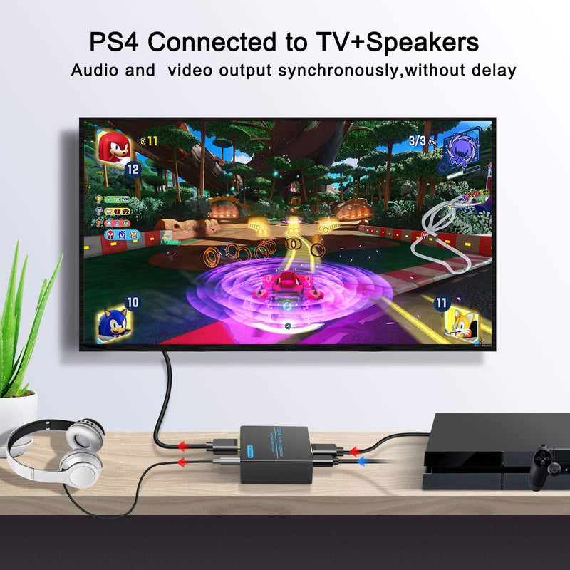 [Australia - AusPower] - HDMI Audio Extractor Splitter 4K hdmi to hdmi 3.5mm Audio Adapter Converter with AUX(RCA L/R) Stereo Audio Output Support 1080P 3D Compatable for PS4 Fire Stick Blu-Ray Player etc. hdmi to hdmi+ AUX 4K30Hz 