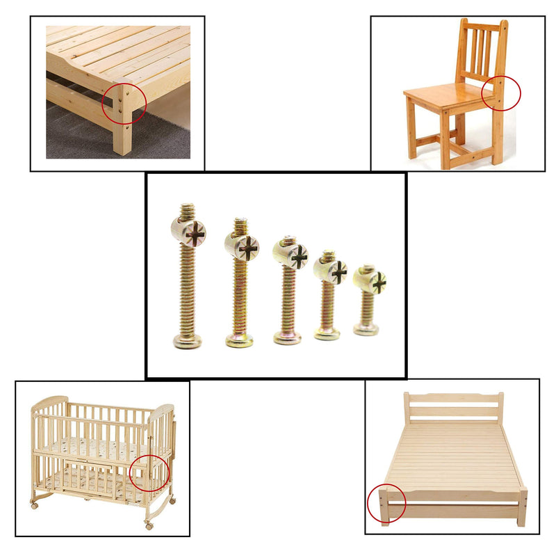 [Australia - AusPower] - binifimux 100pcs 1/4-20" Zinc Plated Hex Socket Cap Bolts Barrel Nuts Assortment Kit for Crib Baby Bed Cots Chairs 