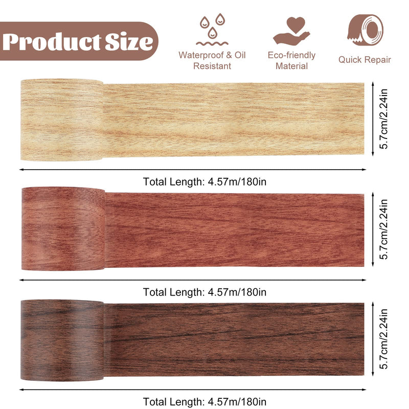 2 Roll Grain Tapes, Floor Repair Patch Textured Adhesive, Wood Printed Tape Strong Adhesive, Wood Repair Patch for Wall Corner Table Door Sofa Home Decor (Dark Brown) Dark Brown