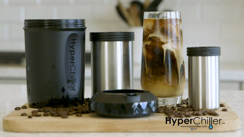 HyperChiller HC2AS Patented Iced Coffee/Beverage Cooler, NEW, IMPROVED,STRONGER AND MORE DURABLE! Ready in One Minute, Reusable for Iced Tea, Wine, Spirits, Alcohol, Juice, 12.5 Oz, Aqua Sky