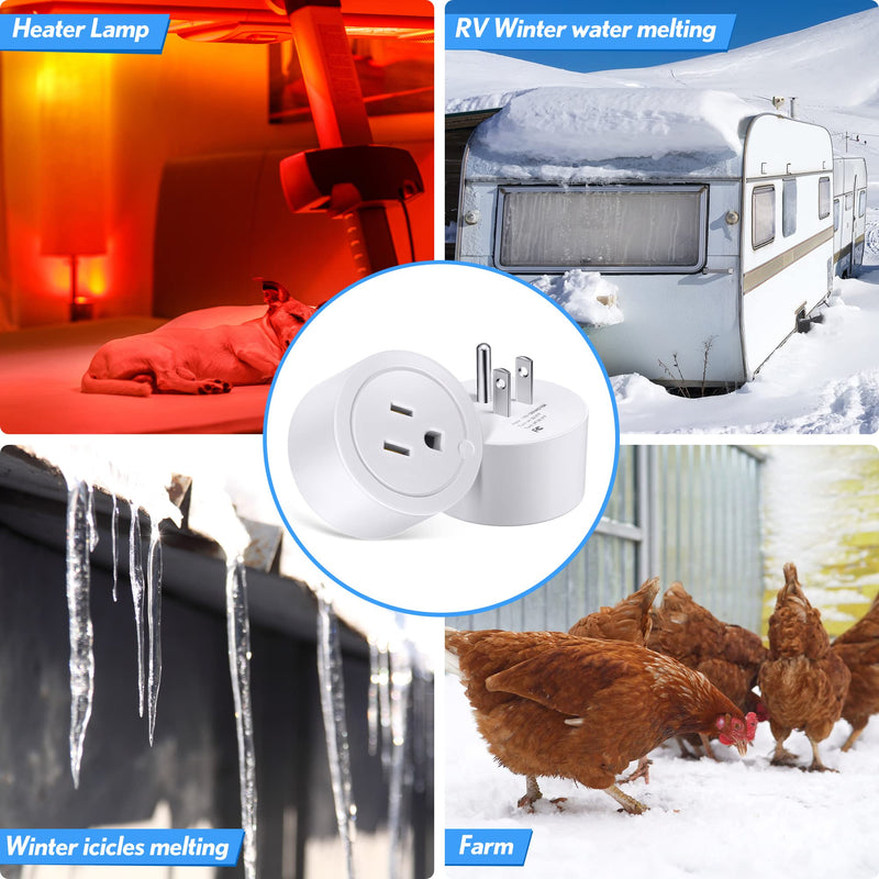 [Australia - AusPower] - 4 Pieces Thermostatically Controlled Outlet, On at 32°F/Off at 50 °F Thermostat Plug Outlet for Winter Chicken Water Coop Heater, Temperature Controllers for Bird Bath Deicer Outdoor 4 