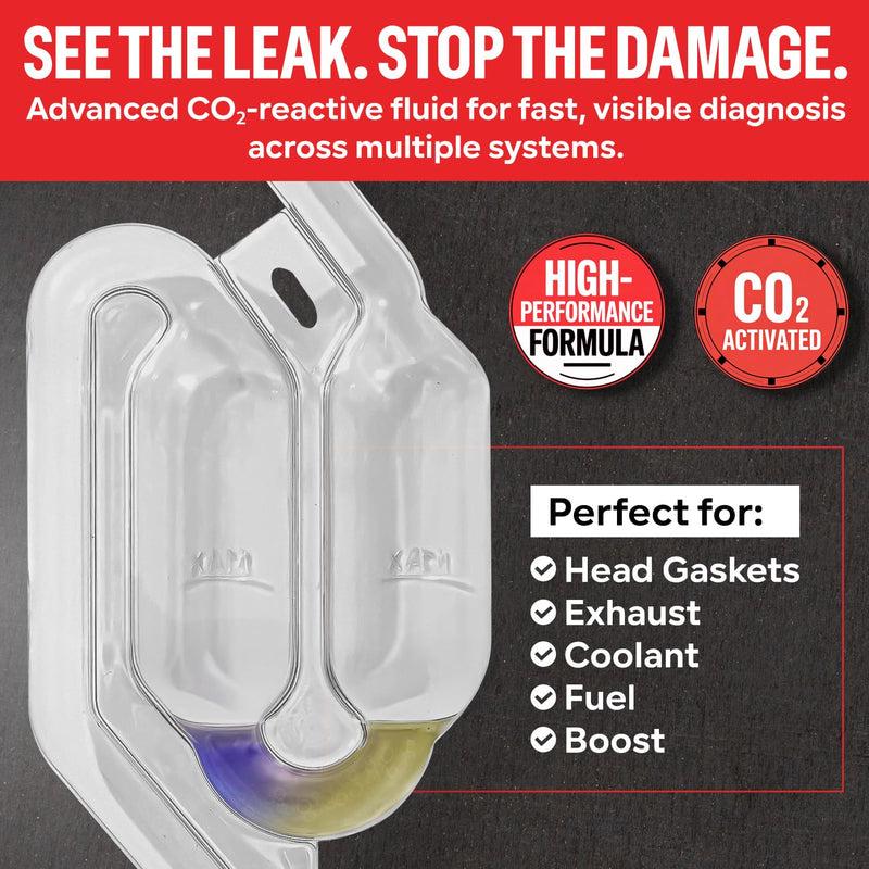 [Australia - AusPower] - Combustion Leak + Head Gasket Test Kit - Over 100 Tests - Includes 8oz Leak-Detection Fluid, Tester + Nozzle - Made in USA - Detect Leaks Quickly For Most Engine Systems - Fuel, Boost, Coolant & More 
