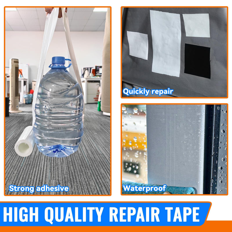 Tikfoam RV Awning Repair Tape for Tarp, Boat Covers,Tent, Sail Tape, Duct, Tear Repair Patch Kit, Waterproof, 5 Inch Wide 30FT Long, Reinforced White 5 inch x 30 ft