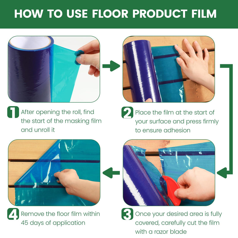 Voomey Carpet Protection Film - 10.63 inch x 100 ft Self Adhesive Plastic Carpet Protector for Low Pile & Commercial Carpets - Removable & Residue Free