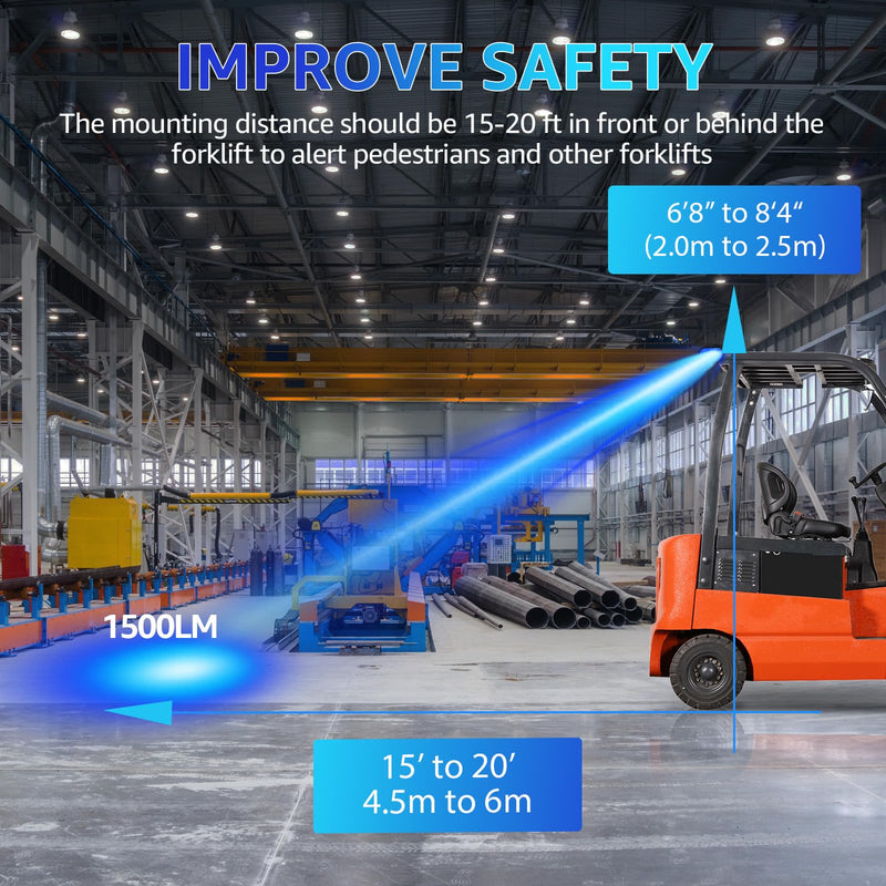 [Australia - AusPower] - LED Forklift Safety Light Blue Forklift Spot Light 1500LM Forklift Backup Light Forklift Warehouse Light Forklift Pedestrian Light 20W, DC12-80V Blue Spotlight 