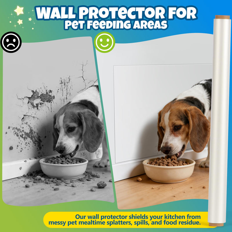 Electrostatic Wall Protective Film, Clear Protector Removable Contact Paper, Transparent Static Cling, Plastic Wall Protector from Trash Can, Chair Back, Furniture, Door (Matte, 15.7in x 16.4ft) Matte