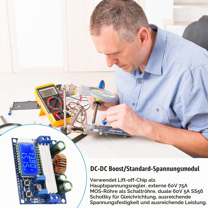 DC-DC Voltage Regulator Binghe Step Down Converter Buck Boost Converter Buck Converter with LCD Digital Display 5.5-30V to DC 0.5-30V Voltage Regulator Compatible with Arduino