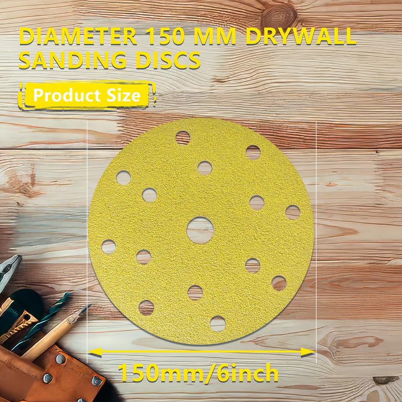 Sandpaper 150 mm, Sanding Discs, Pack of 80, 15 Holes, Grit 40/60/80/120/150/180/240/320, for Random Orbital Sanders 150 mm 15-hole B 60/80/120/180/320