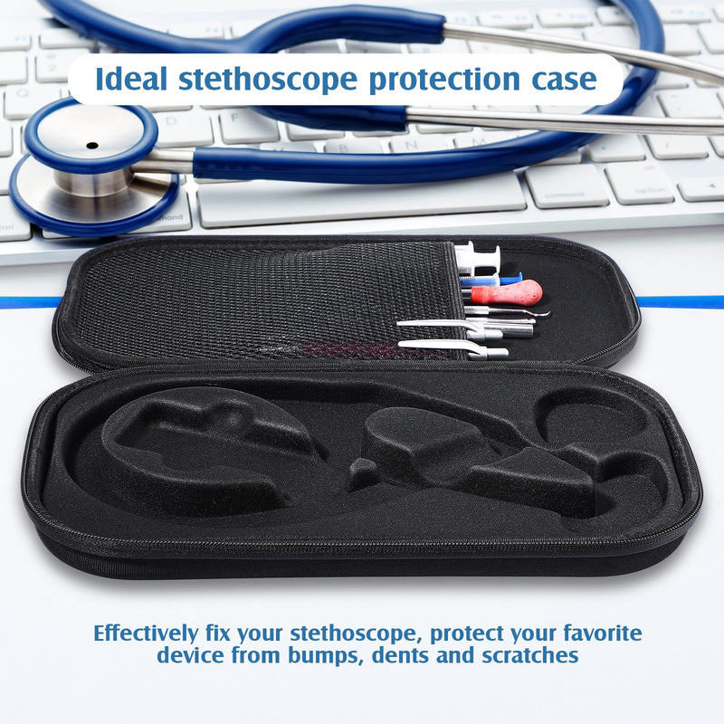 [Australia - AusPower] - 1 Pack Digital Stethoscope Case, 13.19 x 7.48 x 1.77 Inches Large Carrying Case Compatible with Digital or Cardiology Stethoscope, Black 