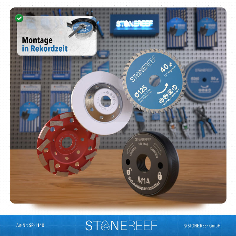 Quick Release Nut M14 Angle Grinder Flex Quick Release Nut | Disc change without key - twist and tighten by hand