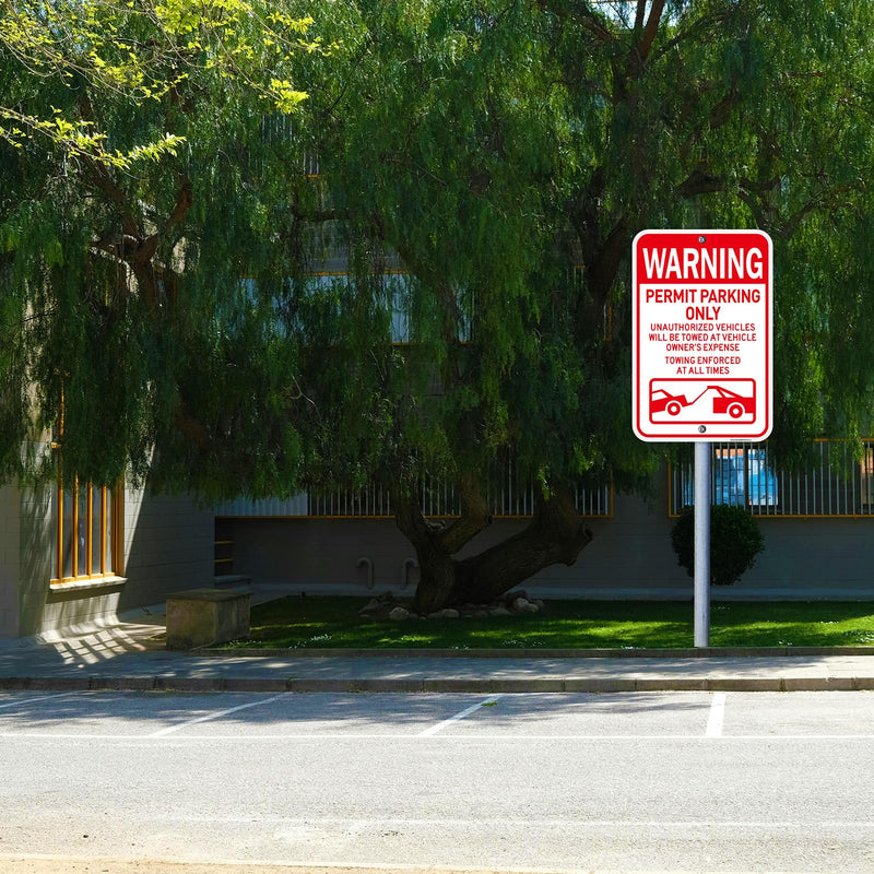 2PC Warning Permit Parking Only Sign, 18"x12"Towing Enforced Sign, Unauthorized Vehicles Will be Towed Signs, Engineer Grade Rust Free Reflective Aluminum, Fade/Weather Resistant, UV Protected