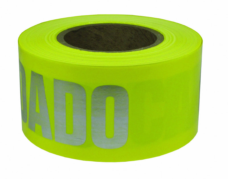 Swanson Tool Co BT100DNS2 3 inch by 1000 Foot 2 MIL Barricade Safety Tape with Day/Night Light Reflection Yellow with Silver/Black Print "Cuidado" 1,000 Feet Yellow & Silver/Black Print