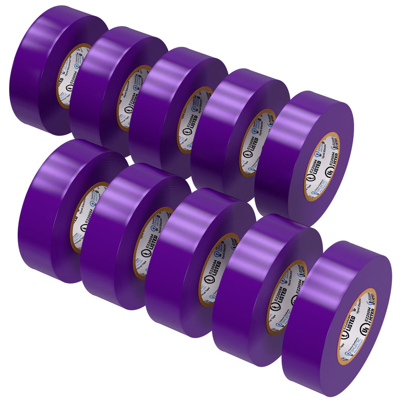 OHLECTRIC Professional Grade Vinyl Electrical Tape (10 Pack) Purple - 7 Mil Thick Flame-Retardant, Heat & Weather Resistant 3/4 Inch x 60 Feet | Ideal for Contractors & Electricians 10 Roll