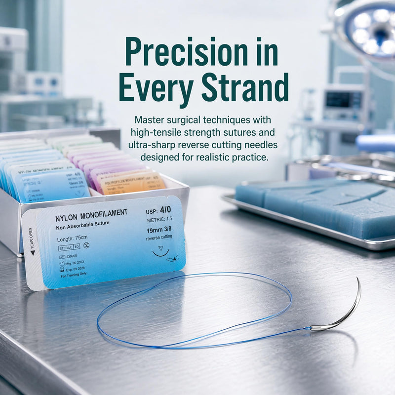 Pack of 40 Suture Material with Exercise Needles, Suture Material Set, Needle and Thread Set, Refill Pack for Surgical Suture Set, Suture Material, Surgery, for Medical Students Training