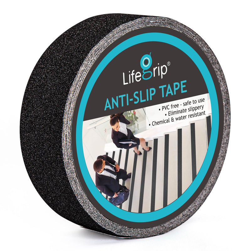 LifeGrip Stay on Track Anti Slip Traction Tape, 2 Inch x 60 Foot - Best Grip, Friction, Abrasive Adhesive for Stairs, Tread Step, Indoor, Outdoor (2" X 60') 2" X 60' Black