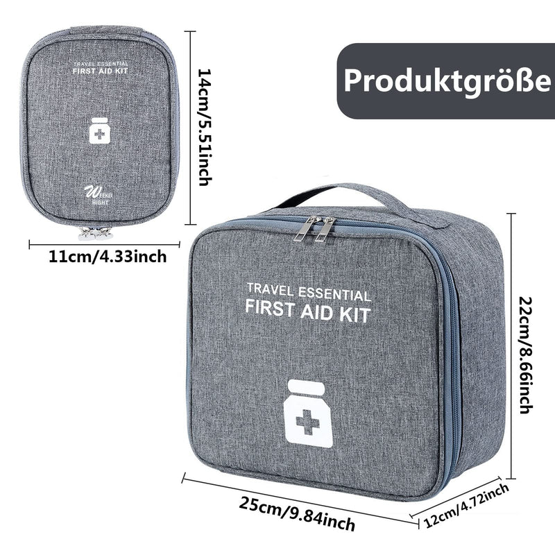 Medicine Bag Pack of 2, Large Capacity Emergency Bag, Home Travel (A) | Pack of 2 medicine bag, medicine bag, empty first aid bag, waterproof medicine storage bag for home Gray