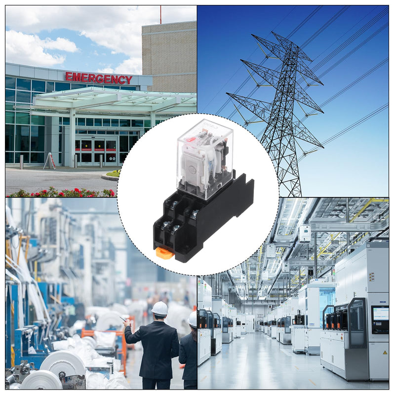 MECCANIXITY 6 Set AC24V Electromagnetic Power Relay 8-Pin AC/DC DPDT 2NO+2NC Relay Coil with Socket Base for Industrial, Home Appliances and DIN Rail System with LED Indicator
