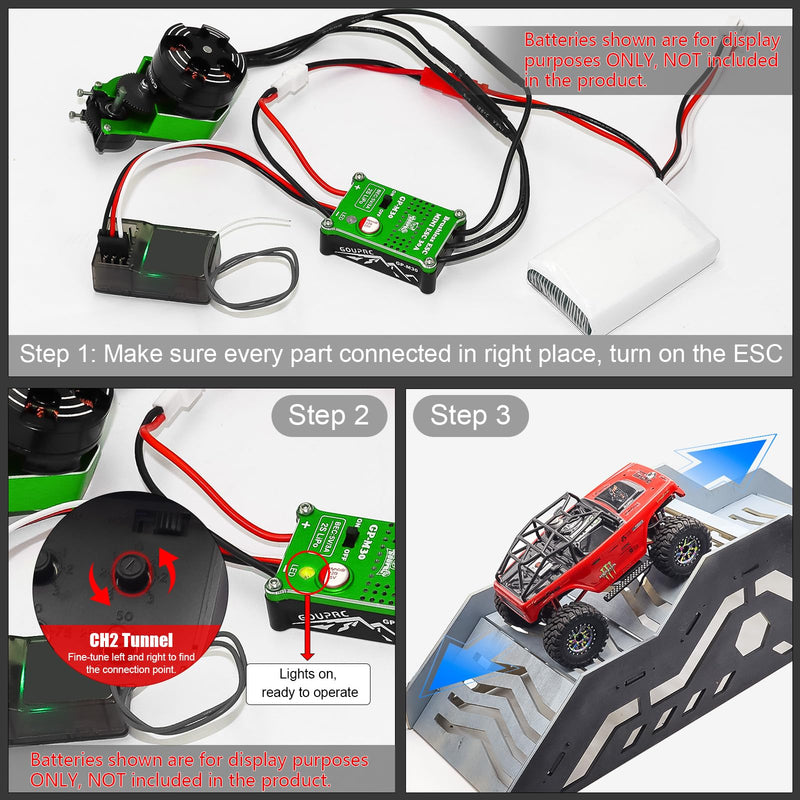 GOUPRC 30A Brushless ESC & 2204 2400KV Brushless Outrunner Motor with Mount Combo Kit for SCX24 Axial 1/24 Remote Control Crawler Truck Car Green With Motor Mount