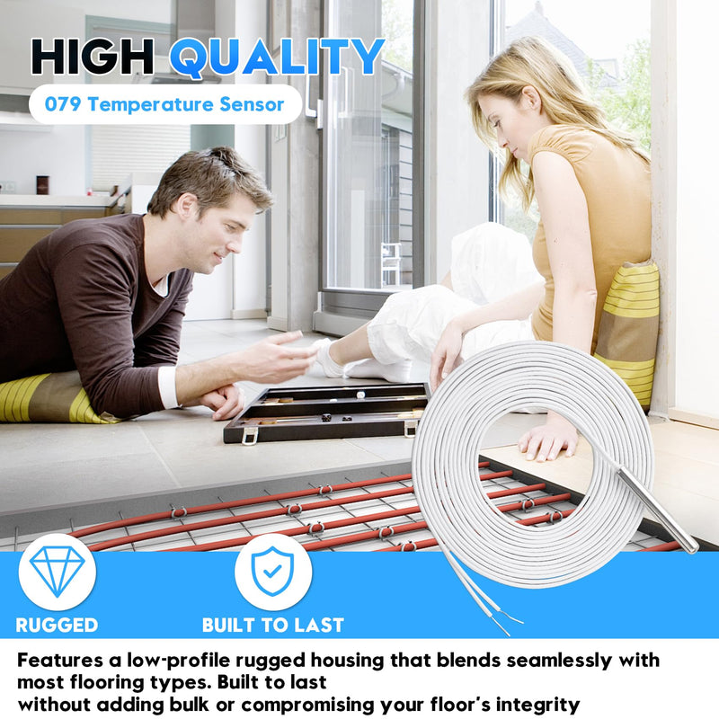 [Australia - AusPower] - 079 Slab Sensor Fits for Floor Temperature Sensing in Floor Heating Applications, Thin Casing Allows for Retrofit Installation Between Tile Spaces, 1 Pack 