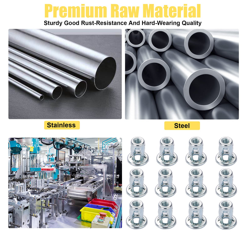 [Australia - AusPower] - 25 Pcs 1/4-20 Jack Nut Threaded Insert Petal Nuts Nutserts Jacknut Srew Anchor Spider Rivnut Blind for Plastic Polywood Pressboard Hardboard Steel Zinc Plate 1/4-20-25PCS-Steel 