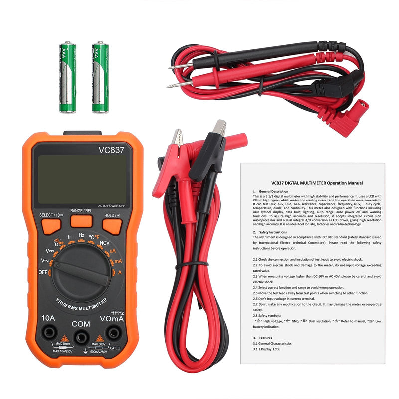 [Australia - AusPower] - Proster Autoranging Multimeter 6000 Count - AC DC Current Tester Voltage Meter Volt Ohm Meter with Alligator Clips TRMS NCV Temperature Capacitance Diode Audible Continuity Meter 6000 Counts 