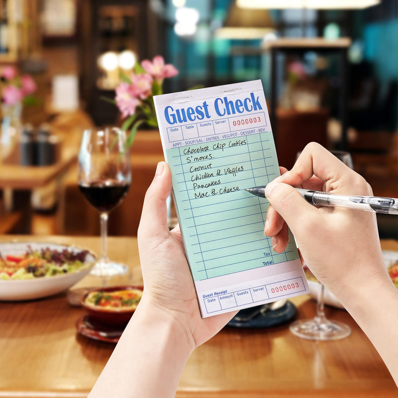[Australia - AusPower] - 6 Pack Guest Checks Books for Servers Server Note Pads, Waiter Checkbook, Waitress Notepad for Restaurants, Paper Checks 50 Sheets/Pack, 300 Total Tickets Green 6pcs 