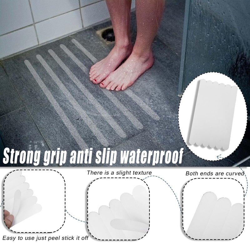 Bathtub Non Slip Stickers Self Adhesive Waterproof Strong Grip Anti Slip Strips for Bath Tub Shower Stairs Ladders Boats Floor Kitchen2x38cm24 Pcs (2 * 38cm 24 Pieces) 2*38cm 24 pieces