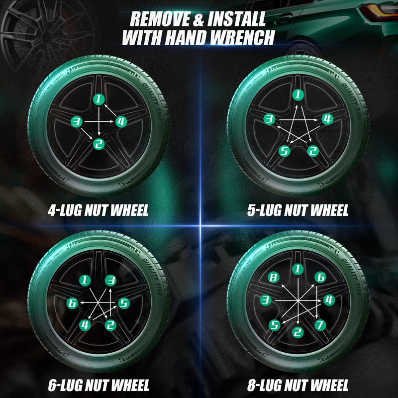 [Australia - AusPower] - 7 Spline Lug Nuts Key Tuner Large Socket Lugnuts Tool for Wrench with 13/16inch(21mm) and 7/8inch(22mm) Hex Replacement 14x1.5 14x2 9/16 Wheel Lug Nut Drive Lock Black 20mm Inner Diameter 