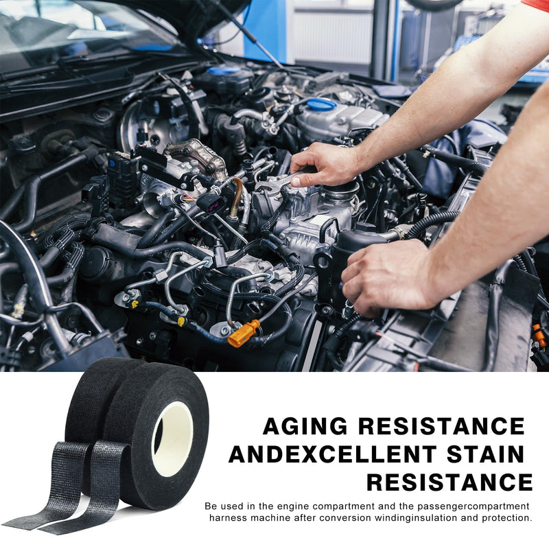 Wire Harness Tape,High Temp Self-Adhesive Felt Cloth Electric Tape for Engine Bay Wire Loom, Noise Reduction & Protection, 3/4 inch x 50 FT, 10 Rolls