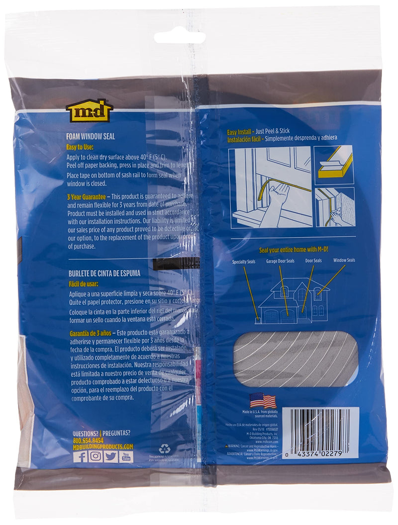 [Australia - AusPower] - Weather Proof Closed Cell PVC Foam Tape MD Building Products 02279 Gray 1/4" x 1/2" x 17' 