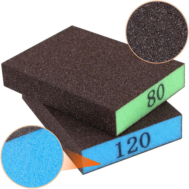 [Australia - AusPower] - Romeda 8-Pack Sandpaper Block, Four Grits Per Pack 60/80/120/220, Washable and Reusable Handmade Sanding Sponge, Drywall Sandpaper Blocks for Wooden Drywall Sheetrock and Metal Glazing 