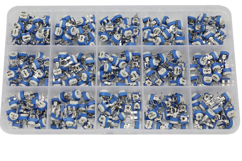 [Australia - AusPower] - 300 Pieces 15 Value 100 Ohm 2M Ohm Trimpot Variable Resistor 6 mm Potentiometer Assortment Kit 