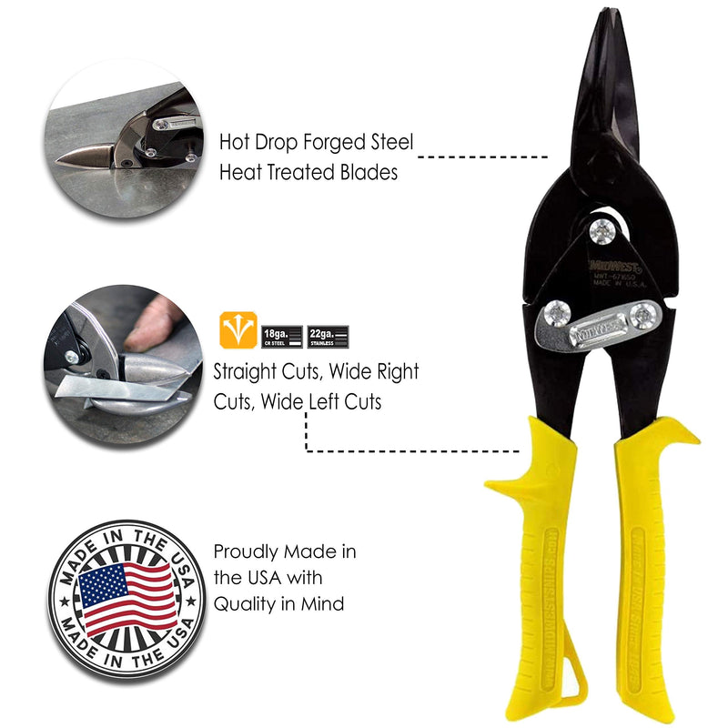 [Australia - AusPower] - MIDWEST Blackout Series Aviation Snip - Straight Cut Regular Tinner Shears, Made in the USA - MWT-6716SO 