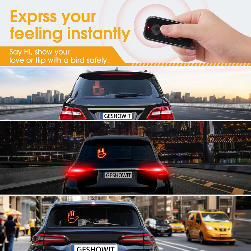 Car Accessories for Men, Car Finger Light with Remote - Give The Bird & Wave & Love to Drivers - Truck Accessories, Finger Flicker LED Hand Gesture Signs, Ideal Gift for Men and Women Black