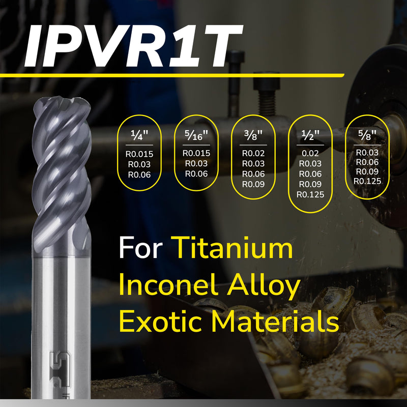 [Australia - AusPower] - SPEED TIGER Carbide Corner Radius End Mill - 4 Flute - IPVR1T3/8 0.02" 4 (1 Piece, R0.02, 3/8") - Unequal Flute Spacing & Helix Design - for Titanium - Mill Bits Sets for DIYers & Professionals 3/8 in 