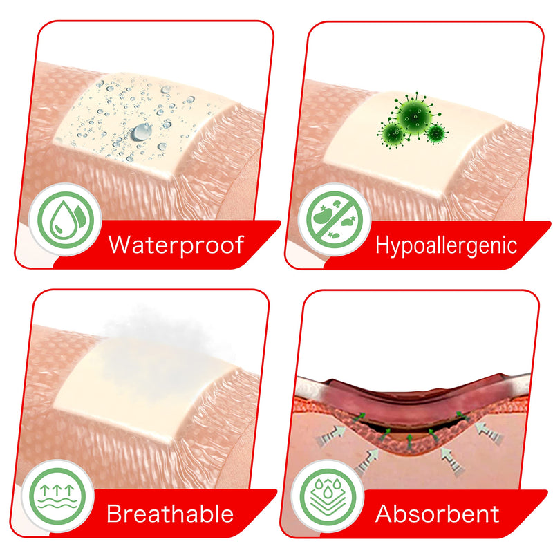 [Australia - AusPower] - 2"x5"?Pack of 10) Silicone Foam Wound Dressing - Waterproof Adhesive Bandages with Bordered - Super Absorbent & Breathable for Optimal Wound Care 2 X 5 Inches?pack of 10) 