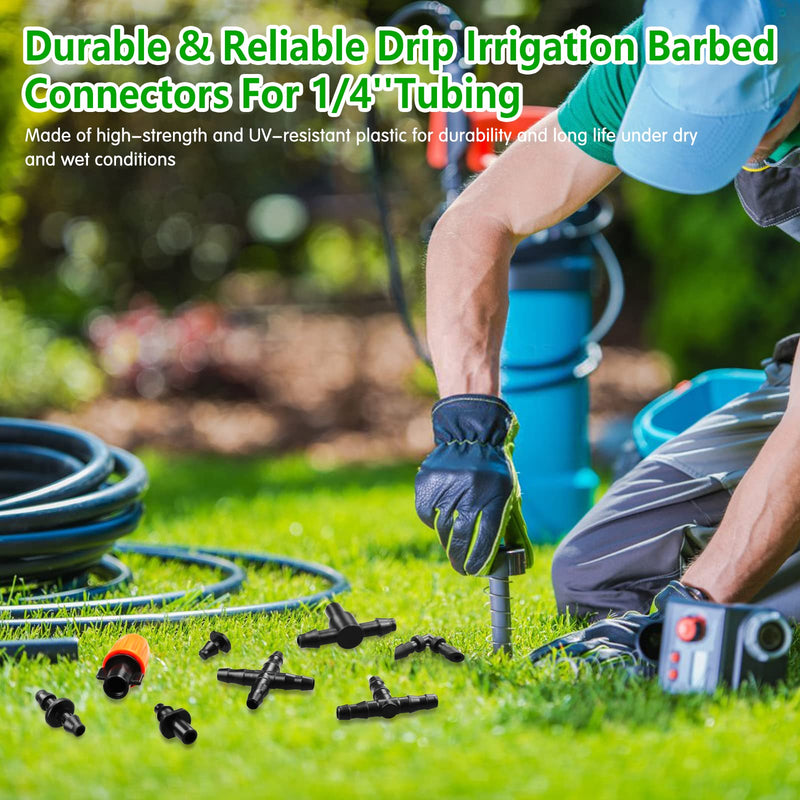 [Australia - AusPower] - 250 Pcs Drip Irrigation Fittings Kit for 1/4" Tubing：Gardrip 1/4 Inch Drip Irrigation Barbed Connectors (Nozzles, Nozzle Tees, Single Barbs, Couplings, Tees, Elbows, Plugs, Crosses) for Garden Systems Complete Kit with Box-250P 