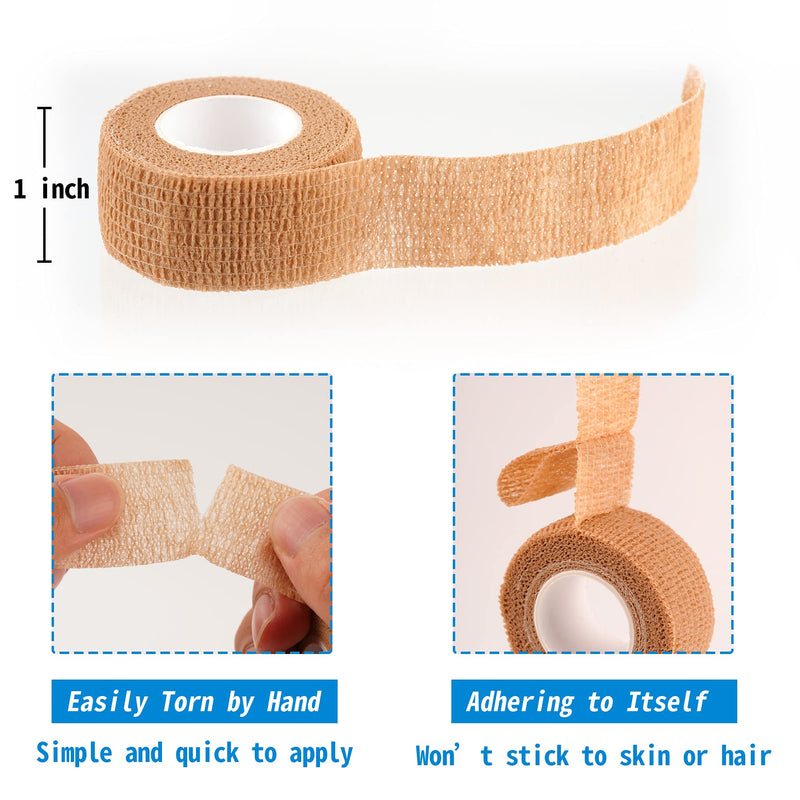 24 Pack Self Adherent Cohesive Wrap Bandages 1 Inches X 5 Yards,First Aid Tape, Elastic Self Adhesive Tape, Athletic, Sports wrap Tape, Bandage Wrap for Sports, Wrist, Skin Colour Athletic Tape 24 Count (Pack of 1)