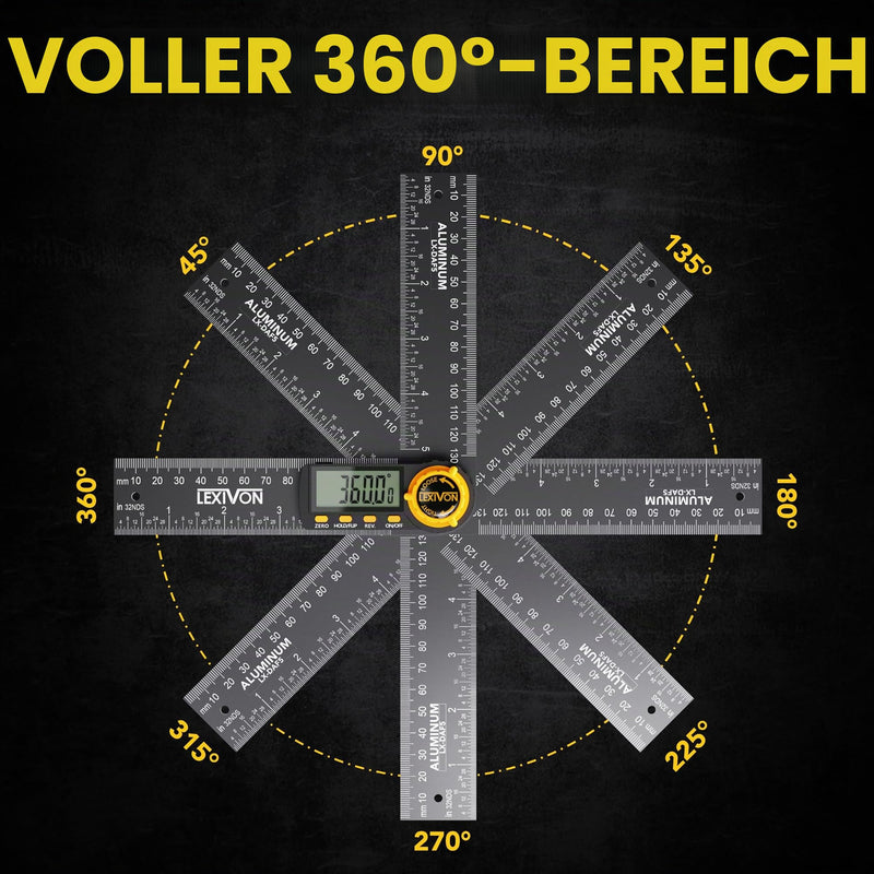 LEXIVON Digital Protractor Aluminum 130mm Digital Angle Gauge Multipurpose Angle Gauge with XL Display and Durable Zipper Pocket (LX-DAF5) Digital 130mm