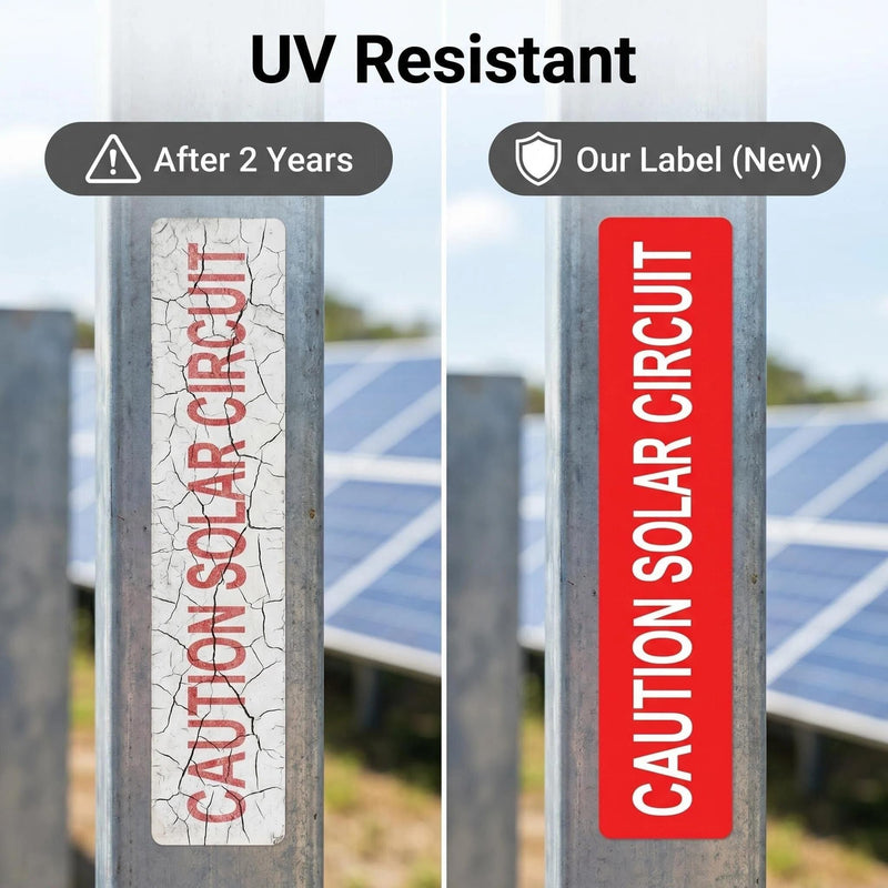 30Pcs Caution Solar Circuit Labels, PV Photovoltaic System Safety Stickers for Solar Installers, Electricians, Industrial Use| Code Compliant | UV Resistant Weatherproof | Industrial Grade Vinyl