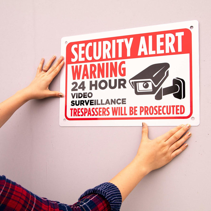 Security Alert Sign – 18" x 12" Aluminum Warning Sign – Security Video For Parking Lots, Prive Driveways, & Businesses by Bolthead Industrial