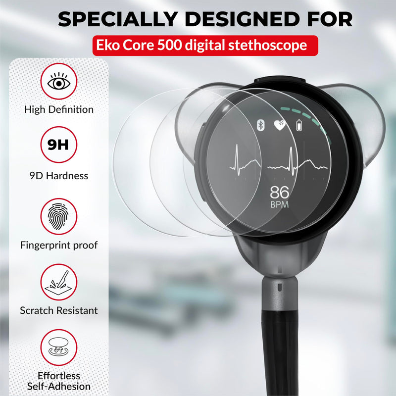 [Australia - AusPower] - [3-Pack] Tempered Glass Screen Protector Compatible with EKO Core 500 – Scratch-Resistant, Bubble-Free, HD Clarity, Anti-Fingerprint Screen Guard for EKO Digital Stethoscope 