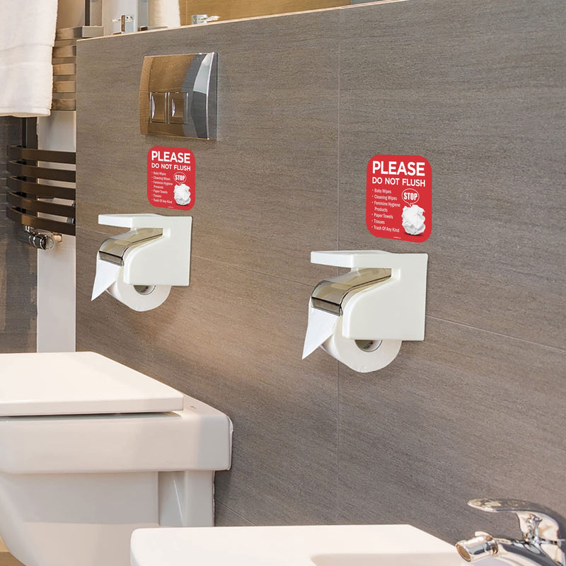 [Australia - AusPower] - Please Do Not Flush Sign 5 Pack 6"x 6" Please Do Not Flush Anything Except Toilet Paper Sign Self Adhesive Decal 