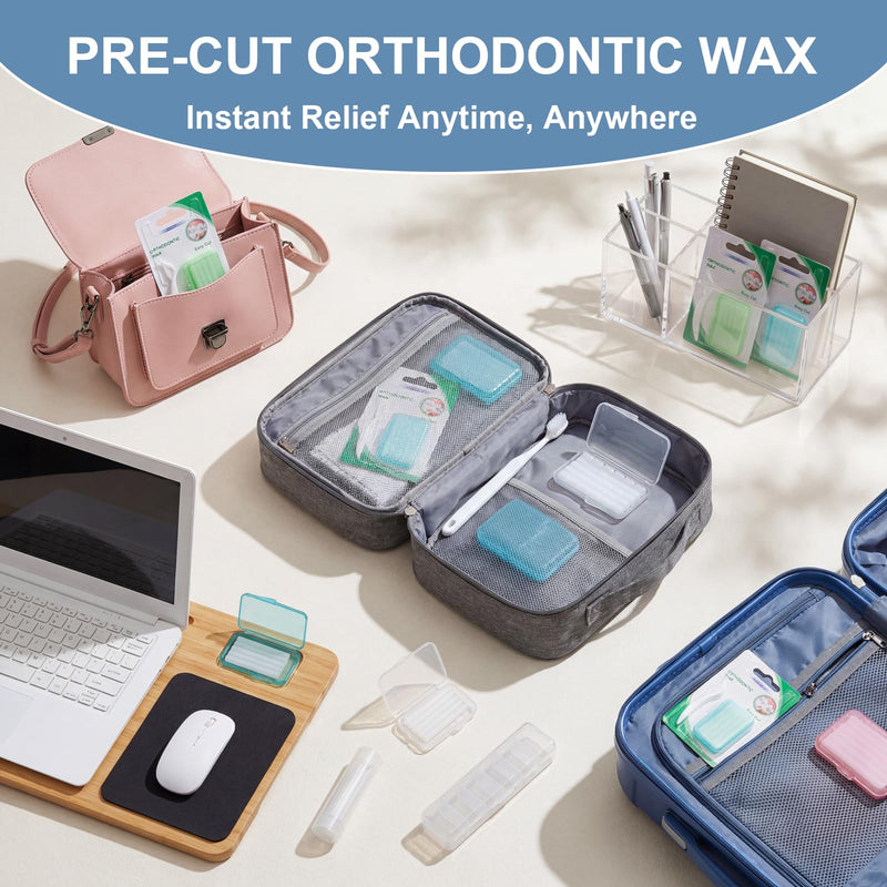 9 Boxes of Braces Wax, Pre-Cutting Wax for Braces, Relieves Irritation and Pain Caused by Friction of Braces (White, Pink, Blue)