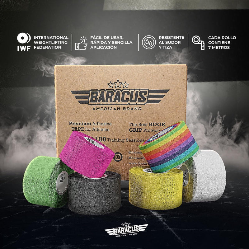 BARACUS Premium Thumb Tape Cross Training and Weightlifting for The Best Hook Grip - 23 ft Long - WOD Tape Chalk and Sweat Proof - Hook Grip Lifting Athletic Thumb Tape (EliteBox) Elitebox